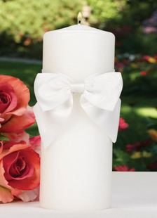 WaWhite cire bougie avec des faveurs de mariage Ivoire Bow
