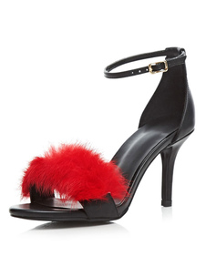 Fuzz noir vachette Gladiator sandales pour femmes