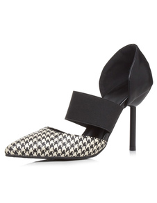 Deux tons Houndstooth PU pointu orteil talons pour femmes