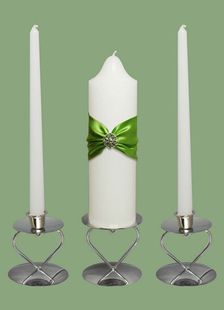 Bougie de cire blanche Bow Chic avec Green s'incline de faveurs de mariage