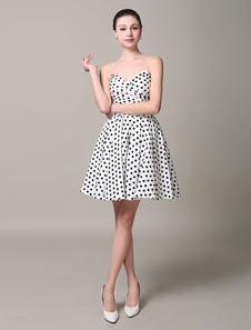 Dentelle a-ligne multicolor Polka Dot Homecoming robe