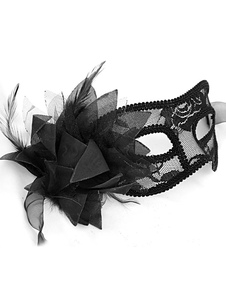 Fleur noir plume masque Satin