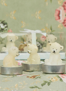 Ours Ivoire en relief des faveurs de mariage bougie de cire