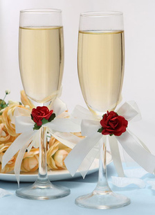 Verre tige rouge fleur mariage Chic grillage verre