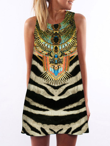 Rayures multicolores Animal Print robe d’été pour femmes