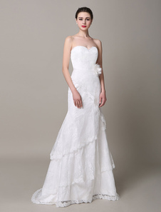 Mariage Ivoire robe bustier fleurs hiérarchisé dentelle robe de mariée