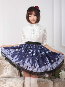 Jupe Lolita Polyester impression multicolore volants pour femmes