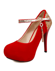 Glands de plate-forme rouge monogramme Suede pompes soir et mariées