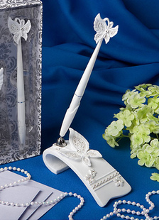 Résine Ivoire papillon embossé porte-stylet invité de mariage