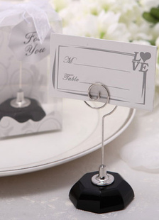 Chic argent rond Metal Place mariage carte Clip