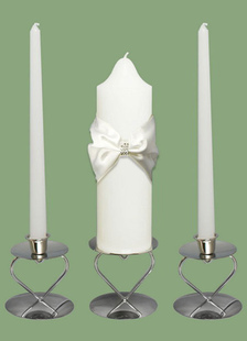 Bougie de cire blanche avec des faveurs de mariage ruban Bow Chic