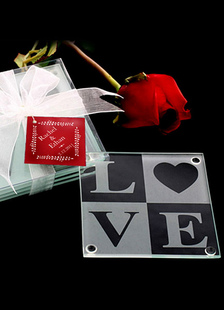 Faveurs de mariage amour multicolor verre imprimé Coaster