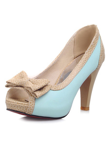 Bleu boucles PU Chic robe sandales pour femmes