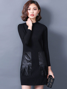 Charmante robe droite coton col ras du cou