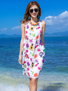 Robe d'été multicolore impression fleurie à bretelles