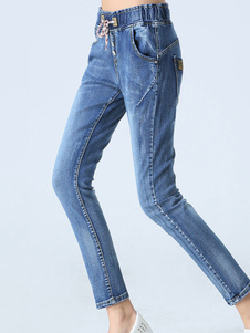 Jean style sarouel en denim bleu