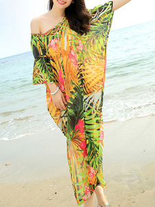 Robe d'été chiffon fleurie encolure dégagée