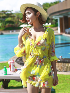 Maillot de bain imprimé floral et couvrez-vous pour femmes