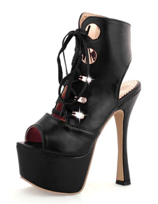 Chaussures sexy à talons à talons aigus avec lacets à lacets