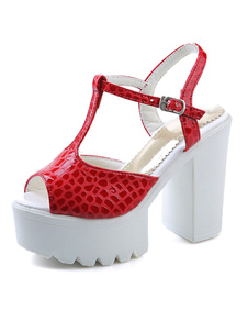 Sandales en vogue peep-toe à motif crocodile