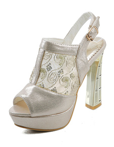 Sandales plateforme à talons épais brodé