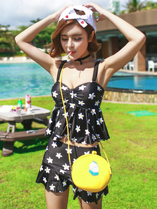 Étoiles noires impression sangles Lycra Spandex maillot de bain pour femmes