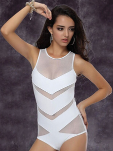 Maillot de bain 1 piece creusé en mailles pour femme