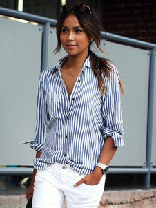 Blouse femme style européen en satin de coton bleu