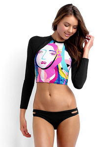 Maillot de bain 2 pièces fleuri à licou cropped pour femme