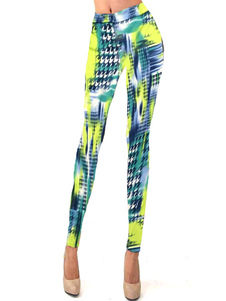 leggings féminins verts bohémiens en romanknit