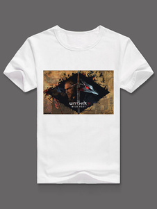 Le Witcher impression synthétique Anime T-Shirt blanc