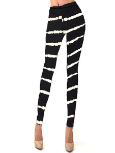 Leggins féminins en romanknit noirs zébrés