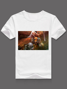 Le Witcher impression T-Shirt Chic d'Anime synthétique blanc