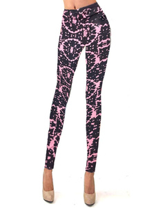 Populaires Leggins féminins noirs imprimé cercles