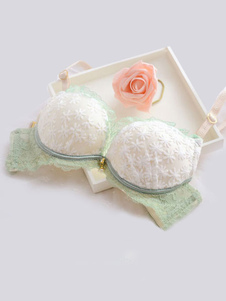 Soutien-gorge en coton multicolore et culotte avec dentelle pour femmes