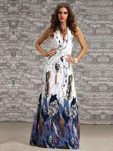 Robe longue en coton fleurià bretelles