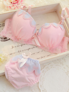 Soutien-gorge rose et culotte avec archet pour femmes