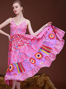 Robe longue en coton imprimé fleuri sirène bretelles