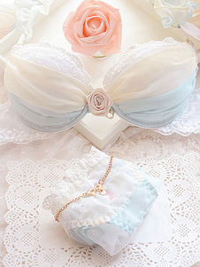 Soutien-gorge Tulle bicolore en coton avec des fleurs de dentelle pour femmes