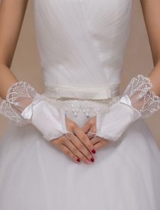 Gants Mitaines en tulle ivoire de mariage Longueur de poignet