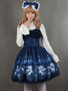 Robe lolita synthétique impression avec noeud