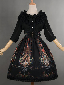 Jupe lolita excellente rétro synthétique impression