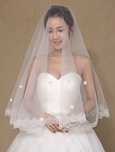 Voile voile à doights 1 couche en tulle dentelle plongeant