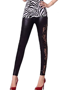 Caleçon pour femme noir mode en patchwork avec dentelle