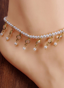 Chaîne de corps blanc perle bracelet de cheville tendance pour les femmes