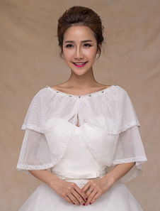 Boléro de mariage en voile de tulle ivoire dentelle