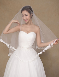 Voile voile à doights 1 couche en tulle dentelle plongeant