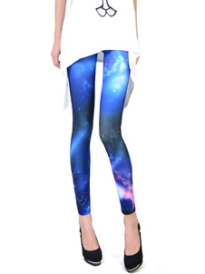 Caleçon féminin bohémienbleu multicolore style peinture