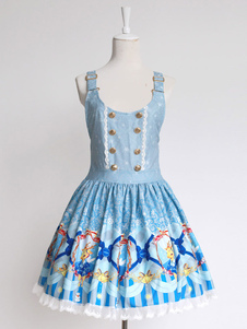 Belle Robe lolita synthétique impression avec noeud