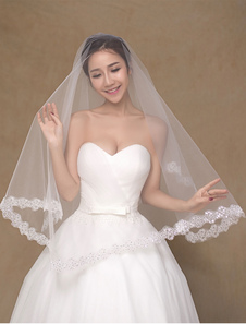 Voile voile à doights 1 couche en tulle dentelle plongeant